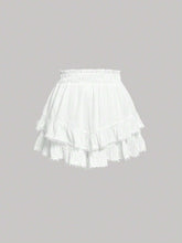 MOD Paperbag Waist Lace Trim Ruffle Hem Shorts